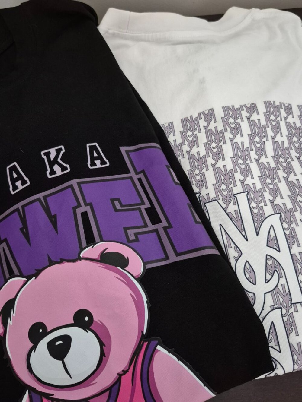 Lot Of 2 Inaka Power Cotton Shirts Black White Bear Logo Medium 0633